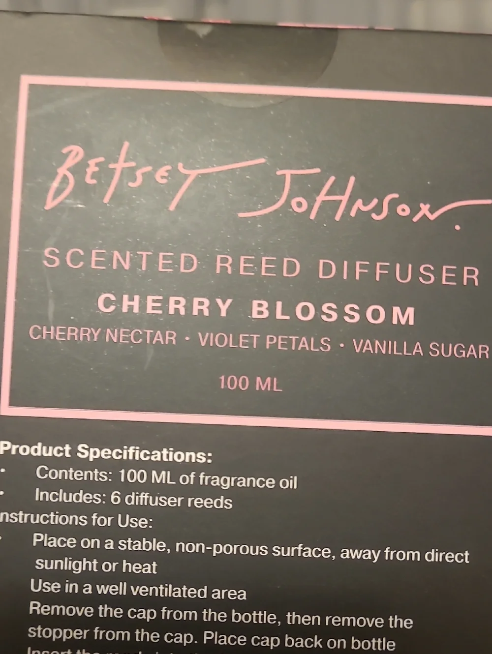 Betsey Johnson Black & Pink Cherry Blossom Reed Diffuser - 100ml